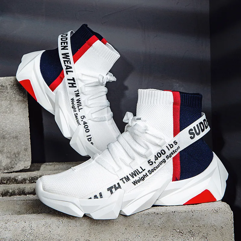 Price 2019 Autumn High Top Socks Sneakers Men Shoes Flyknit Breathable Casual Shoes Man Comfortable Sneakers For Walking BDP018