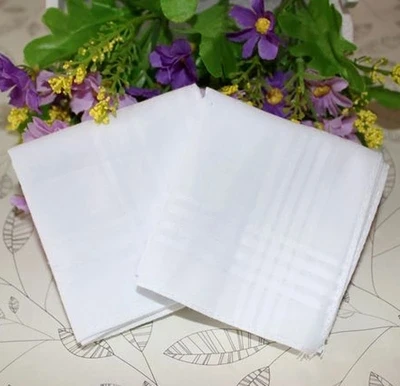 Ladies white floral poly cotton Handkerchiefs Hankies pack of 8 or 16 