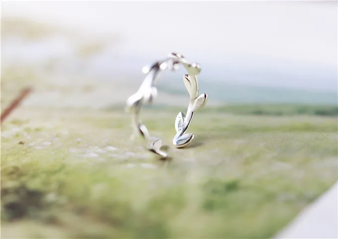 Новые 925 пробы серебряные кольца оливковая ветка пара для женщин кольца регулируемые кольца