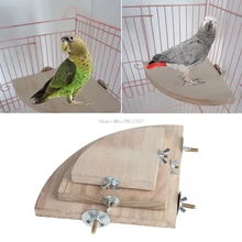 Fan Shape Wooden Hamster Parrot Bird Cage Perches Stand Platform Pet Parakeet Budgie Toys Hanging Resk Toy Gift Supplies 3 Size