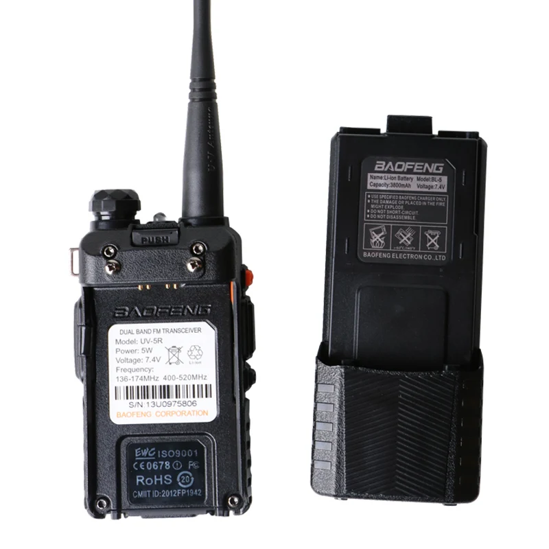 Портативная рация Baofeng Двухдиапазонная VHF & UV 5R/400 520MH с батареей 3800 мАч 5R 5 Вт