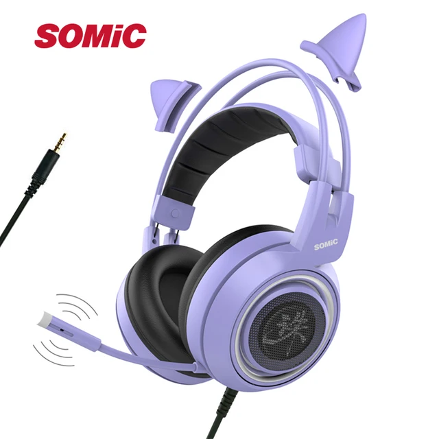 SOMIC G951 Purple Girl Cat Ear Gaming Headphone Chinese