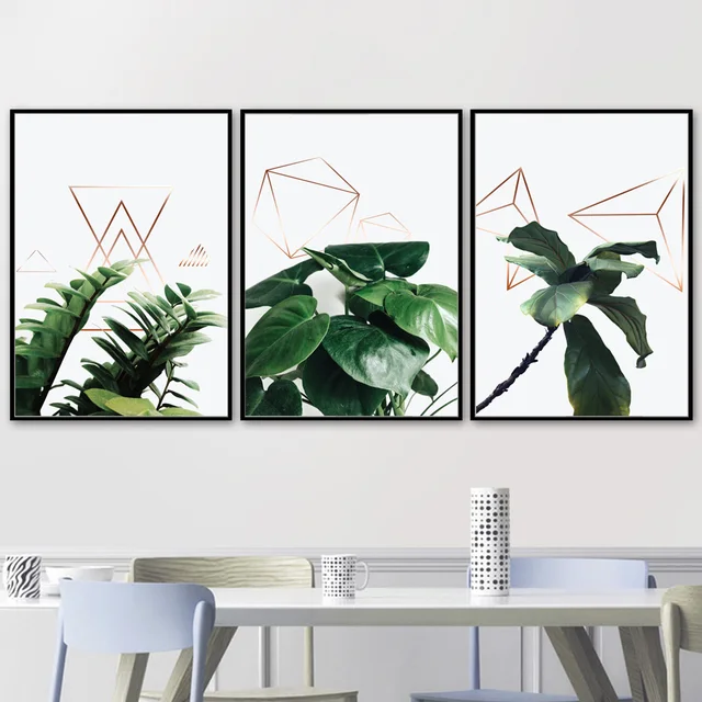 Geometry Green Leaves Tropical Plant Nordic Posters 1