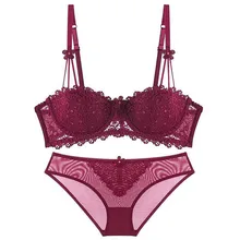 Комплект с бюстгальтером на половину чашки, сексуальное женское белье, sous vetement femme bielizna, трусики, нижнее белье для женщин, брендовый бюстгальтер размера плюс, sujetador