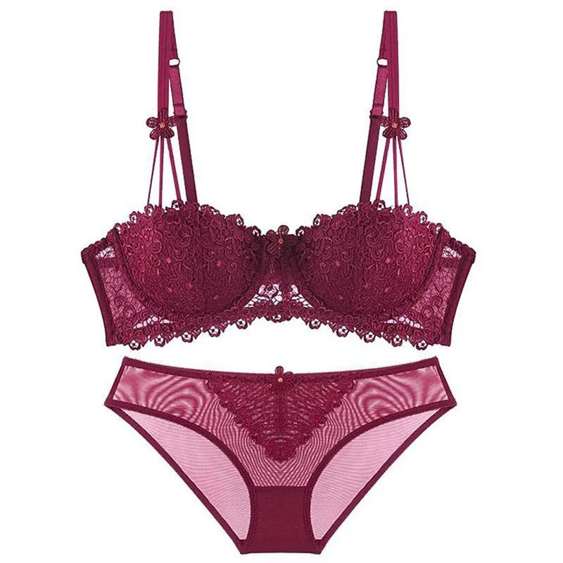 

half cup bra set dessous sexy lingerie sous vetement femme bielizna panties underwear women brand plus size bralette sujetador