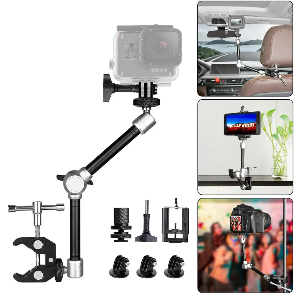 

11'' Articulating Friction Magic Arm w/Super Clamp Holder Mount Rig for DSLR Camera Canon Gopro Hero Sony Action Cam Smartphone
