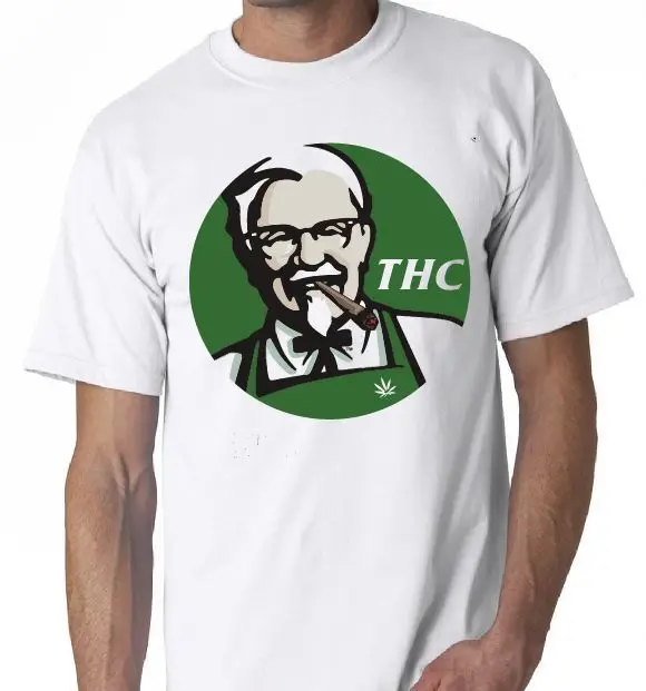 THC KFC Sanders Pot Joint Bong Weed Graphic рубашка футболка новая с короткими рукавами Забавный
