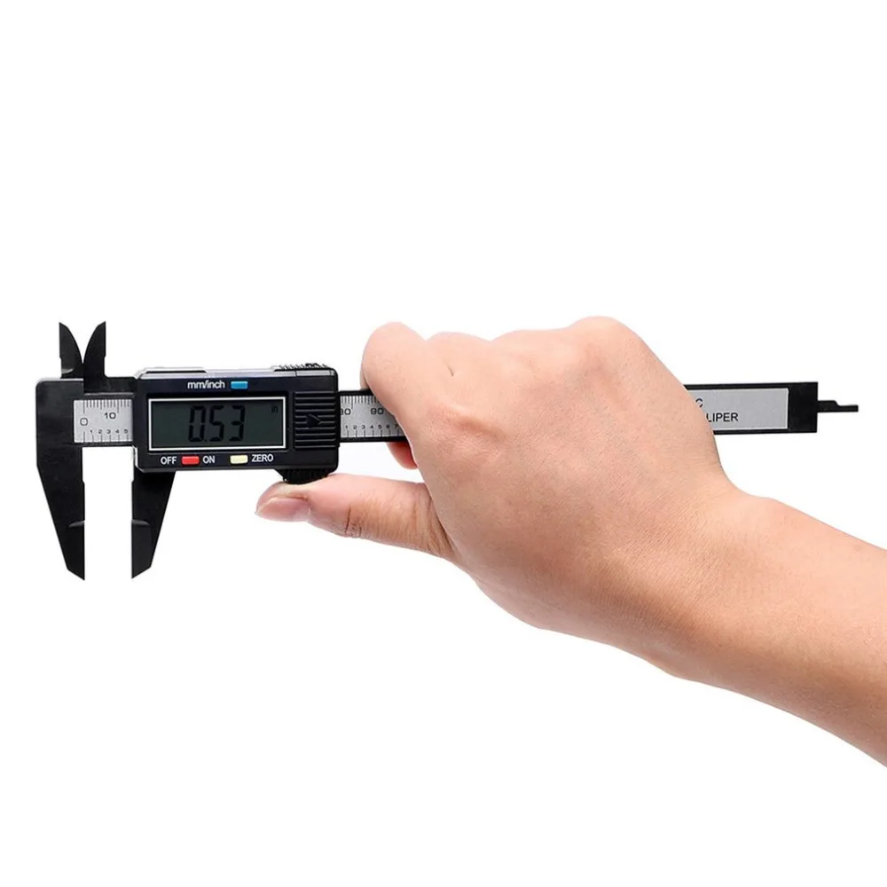 

150mm 6inch LCD Digital Electronic Carbon Fiber Vernier Caliper Gauge Micrometer Measuring Tool Black