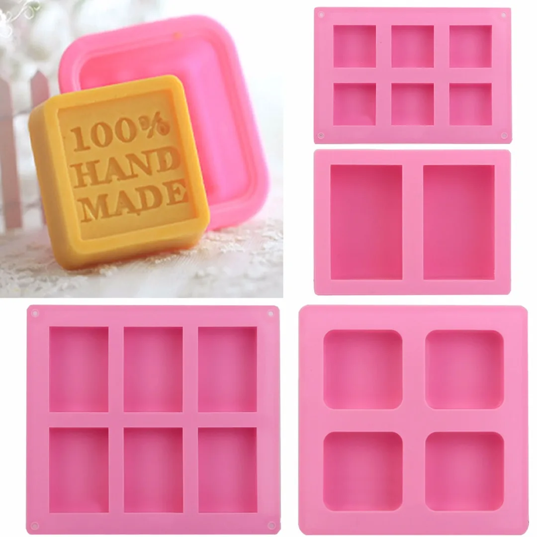 DIY 6XCavity Silicone Rectangle Soap Homemade Mould New Mold Craft Cake B9D1 