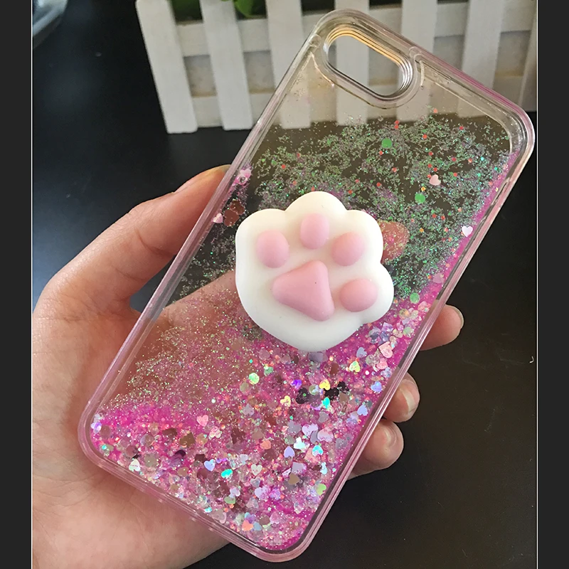 Jual Lucu Empuk Cat Kasus Quicksand Kasus Untuk iPhone 5 s SE Untuk iPhone 6 6 s 7 8 Ditambah Kasus Glitter Cair Kembali Penutup Untuk iPhone X kasus