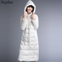 Neploe, зимний Корейский х-длинный пуховик с капюшоном и стоячим воротником, женский тонкий модный простой темперамент, парки, теплое пальто 66323