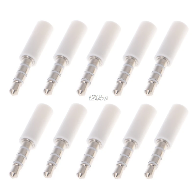 

10 Pcs Gold 4 Pole 3.5mm Male Stereo Earphone Headphone Jack Plug Soldering Black Q16 Dropship