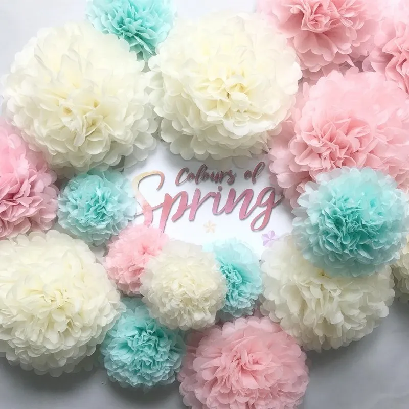 

1pc 6inch 15cm Handmade Tissue Paper Pom Poms Paper Flower Ball Pompom for Home Garden Wedding Birthday&Wedding Car Decoration