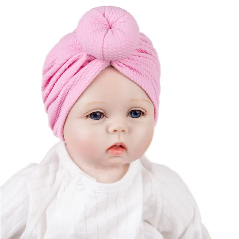 Детские аксессуары для новорожденных мальчиков и девочек, одноцветные шапки с бантиком, хлопковая шапочка карамельного цвета, зимняя теплая шапка