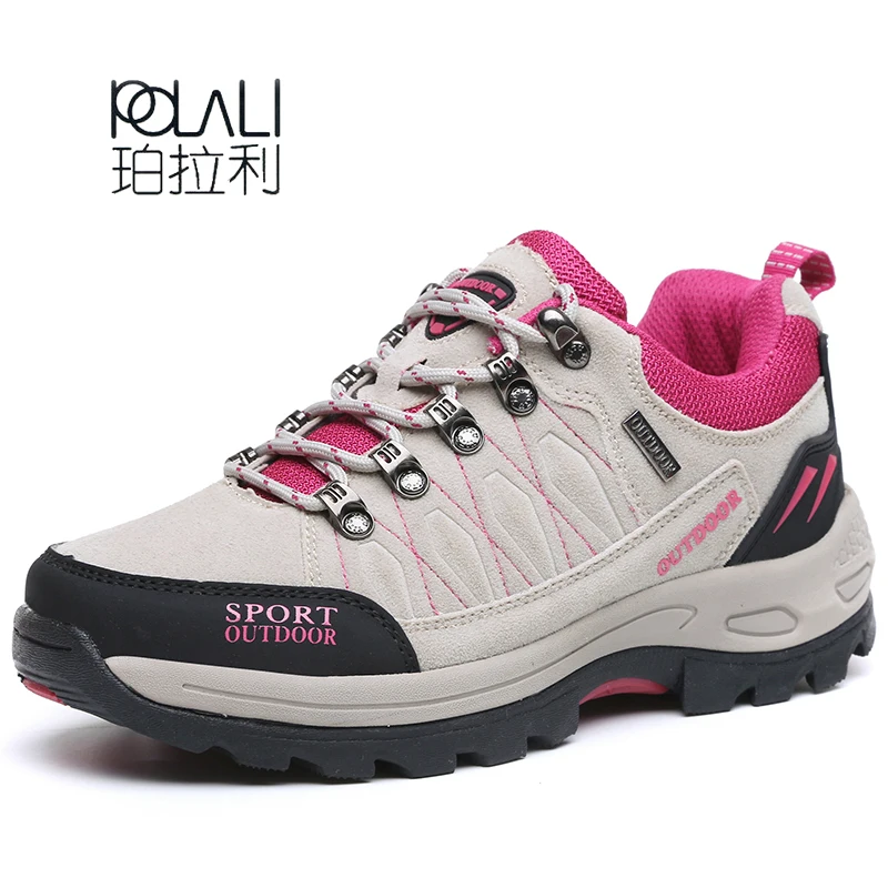 

POLALI New Arrival Big Size Women HIking Shoes Male Outdoor Antiskid Breathable Trekking Hunting Tourism Mountain Sneakers