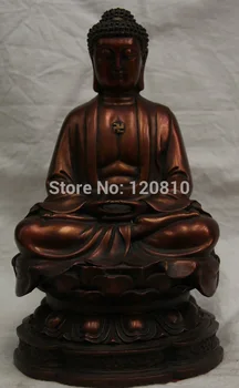 

8 " China Chinese Buddhism Bronze seat Shakyamuni Amitabha Buddha Statue