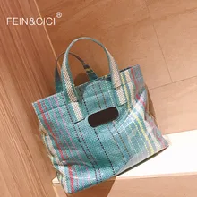 Крафт-Бумага хозяйственная сумка большая летняя пляжная сумка ПВХ прозрачная двойная Прозрачная Сумка водонепроницаемая Повседневная Сумка-тоут синяя полосатая