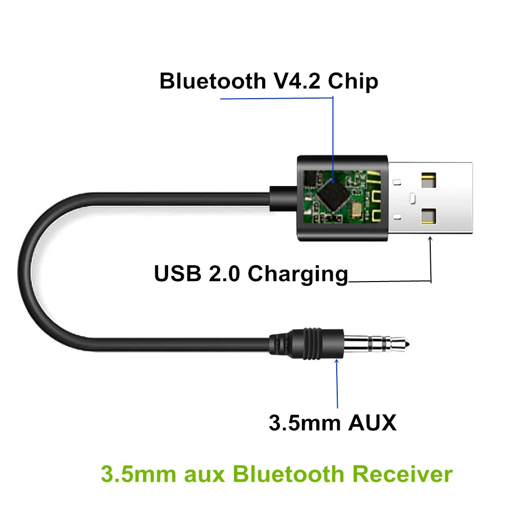 Bluetooth приемник 4,2 беспроводной аудио автомобильный комплект 3,5 мм разъем AUX MP3 музыкальный адаптер для автомобиля FM Радио MP3 плеер ПК ТВ клавиатура