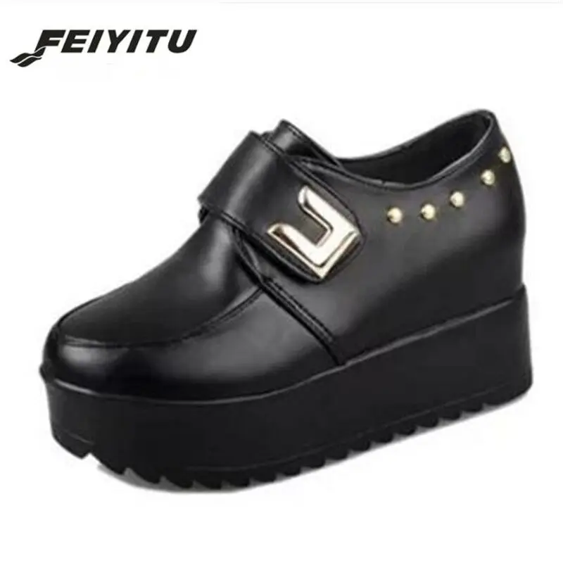

FeiYTu Woman size 35-39 platform Women Flats Shoes 2017 variety of color design Soft and comfortable Creepers Shoes White