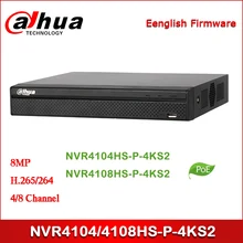 Dahua POE NVR NVR4104HS-P-4KS2 NVR4108HS-P-4KS2 4/8 канальный компактный 1U 4PoE 4K& H.265 Lite сетевой видеорегистратор