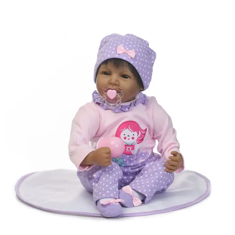 

NPK Doll Bebe Reborn Black doll Silicone Reborn Baby Doll Toys For Children 22 Inch Lifelike Alive Baby African Doll