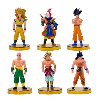 

A Set-6pc Dragon Ball Character Pvc Activity Action Figure Model Toy Diy Display Super Saiyan Toy Cartoon Birthday Gift
