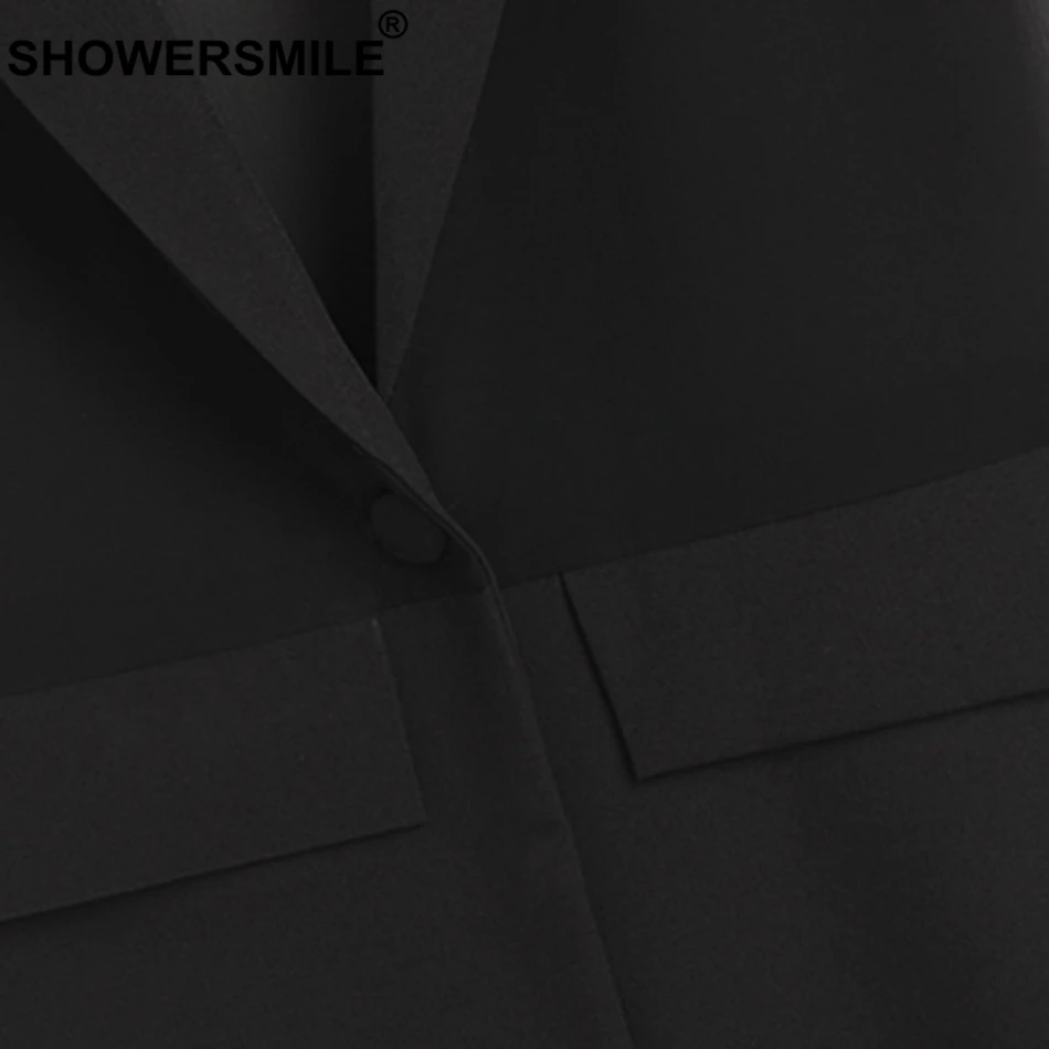 SHOWERSMILE Long Waistcoat Women Black Thin Vest Ladies Solid OL Elegant Chiffon Female Spring Summer Sleeveless Jackets 2019