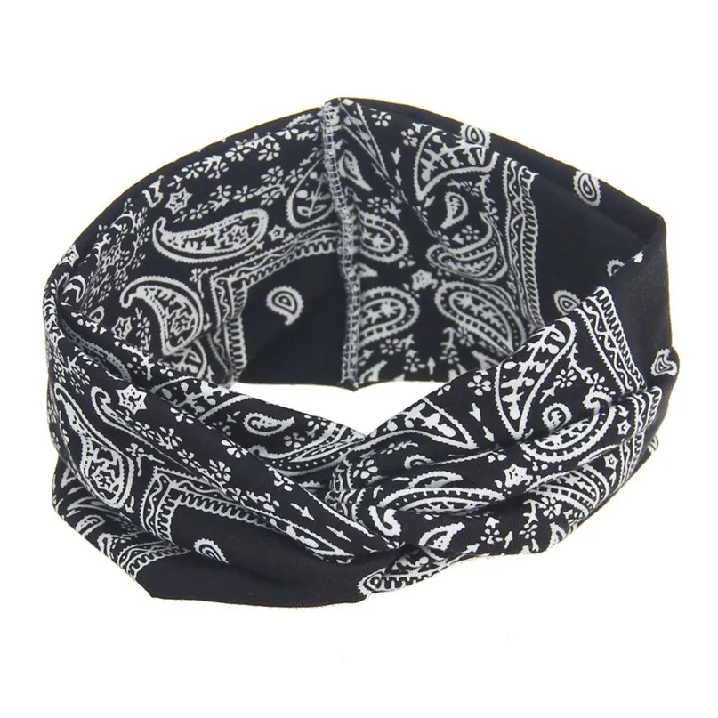 Yoga Hair Bands Women Yoga Sport Elastic Floral Hair Band Headband Turban Twisted Knotted 50-68CM Head circumference #2p01 (6)