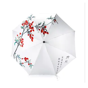 

Silver Glue Long Handle Umbrellas For Sun Protection Straight Rod Rain Gear Anti-UV Unbrellas Non Automatic Opaque Parasol