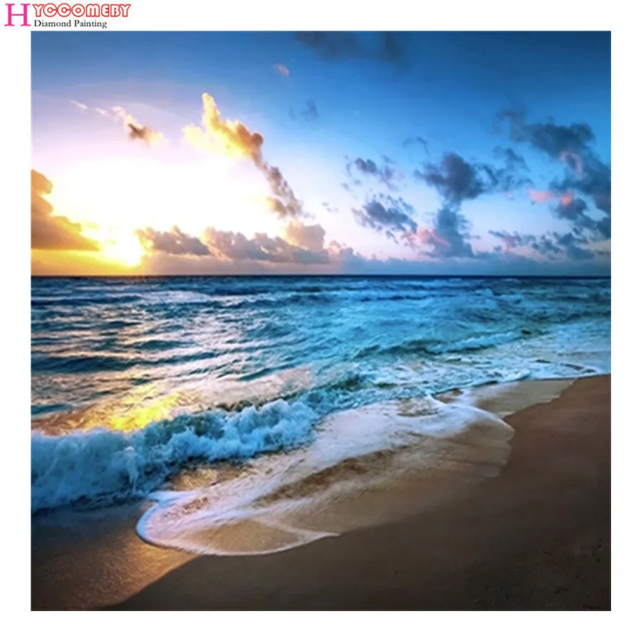

Full Seaside 5D DIY Diamond Painting Round Rhinestone Needlework Embroidery Landscape Cross Stitch Room Decoration Crafts