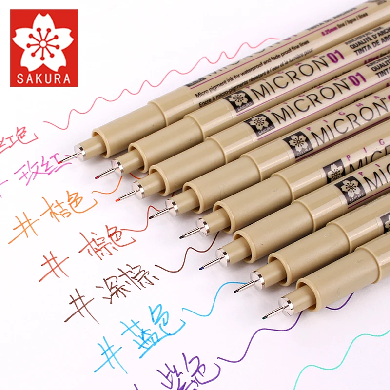 

1pcs Waterproof Sakura Pigma Micron 05 /0.45 Mm 01/0.25mm Colour Fine Line Pen Set for Graphics Design Sketching Manga