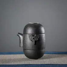 TANGPIN черная посуда керамическая чайник gaiwan с 2 чашками портативный путешествия Офис чайный сервиз