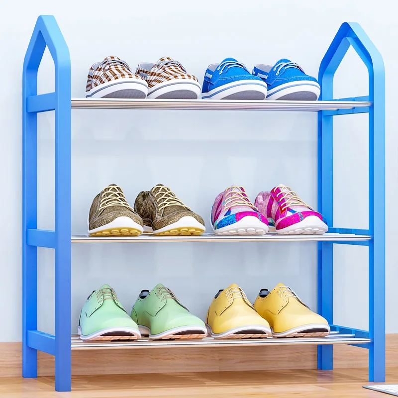 

Simple Shoe rack Steel Pipe Plastic 3 Tier Shoe Rack Shelf Easy Assembled Light Storage Organizer Stand Holder Space Saving