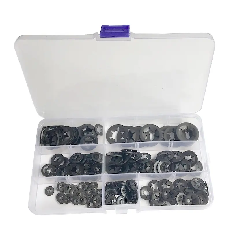 

280pcs Internal Tooth Starlock Push On Locking Washers Speed Clips Fasteners Assortment Kit Washers Quick Speed Locking Washers