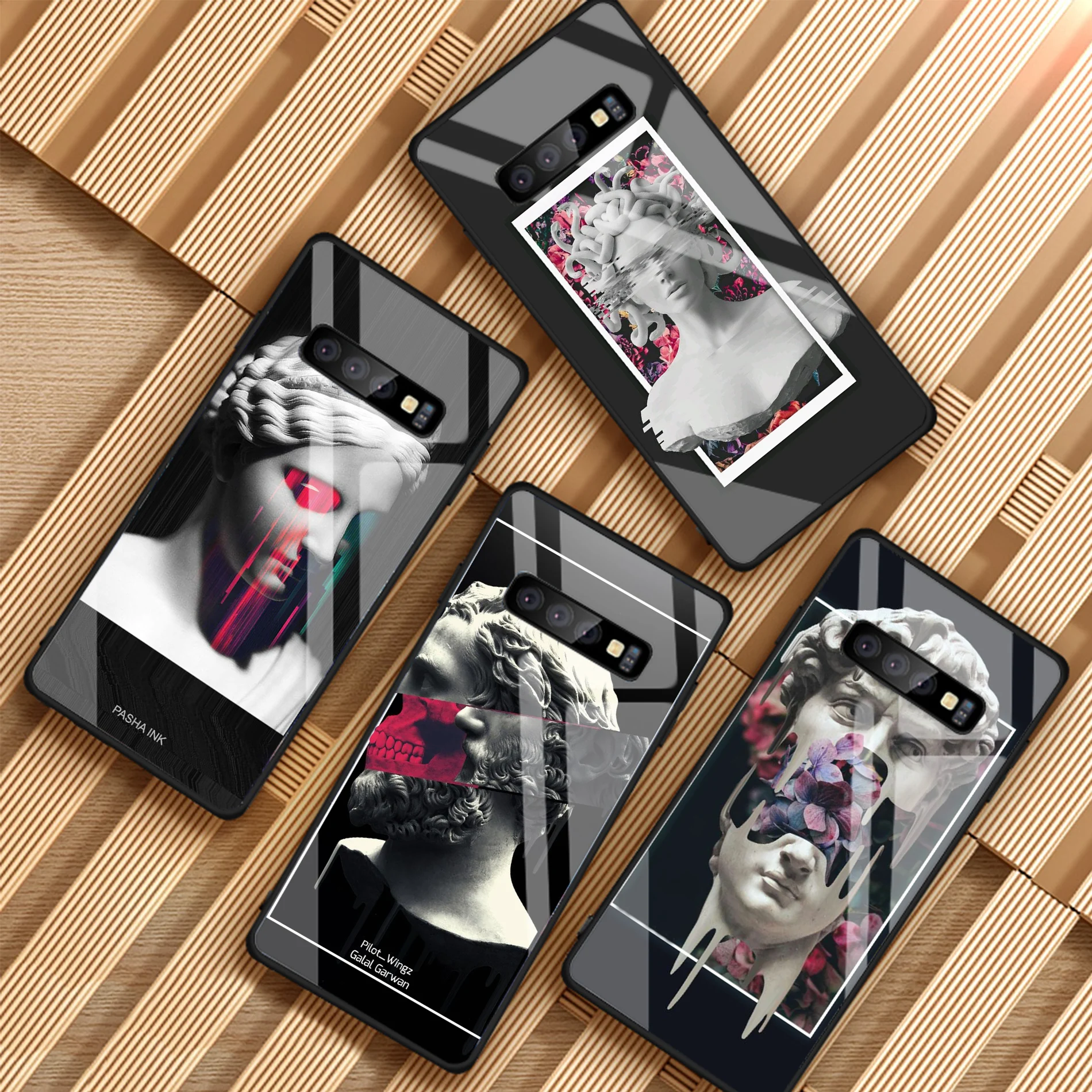 

Vintage Plaster Statue David Art Tempered Glass Phone Case For Samsung Galaxy S8 S9 S10 PLUS A6 A6S A8 A8S J6 J8 2018 NOTE 8 9