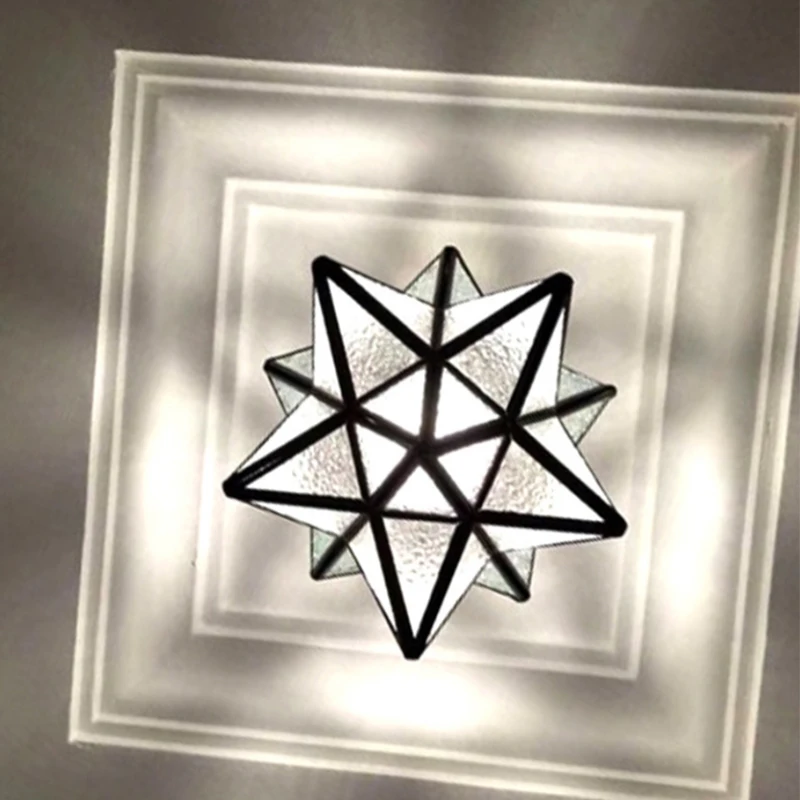 Шестигранная звезда винтажный потолочный светильник коридор хрустальные люстры геометрический балкон освещение Прихожая входы стеклянный блеск