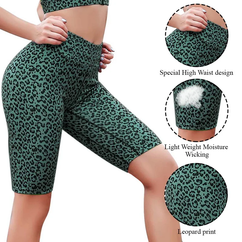 Sfit женская обувь для йоги Короткие штаны для фитнеса бесшовные леггинсы для фитнеса Высокая талия леопардовые трусы антицеллюлитный