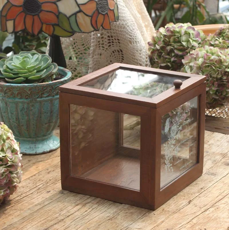 ZAKKA box nostalgic glass cover around which three face patterns are printed on the front glass