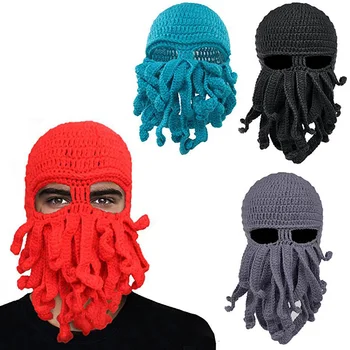SZJUYI pure hand-woven octopus wool hat halloween party