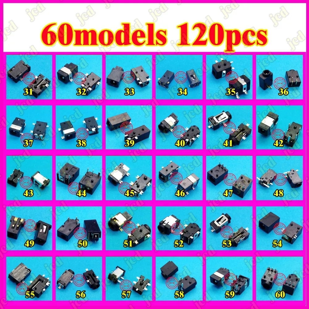 Sample package:60models,120ps Tablet PC MID/Laptop DC Power Jack Connector for Samsung/Asus/Acer/HP/Toshiba/Dell/Sony/Lenovo/...
