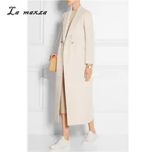 Mujer Lana de abrigo de invierno 2020 Vintage ropa elegante moda de mujer para oficina prendas de vestir abrigo largo blanco