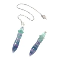 Natural Fluorite 7 Chakra Crystal Stone Pendulums For Healing Quartz Reiki Dowsing Divination Pendulum Pendulo Pendant Jewelry 1
