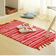 Ручной работы хлопок тканый полосатый ковер коврик кухня вода абсорбирующий коврик пол одеяло гостиная спальня ковер