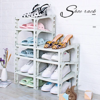 

2pcs/lot Double Shoe Racks Footwear Support Slot Space Saving DIY Multi-layers Stand Shoes Storage Rack Shoebox Stack