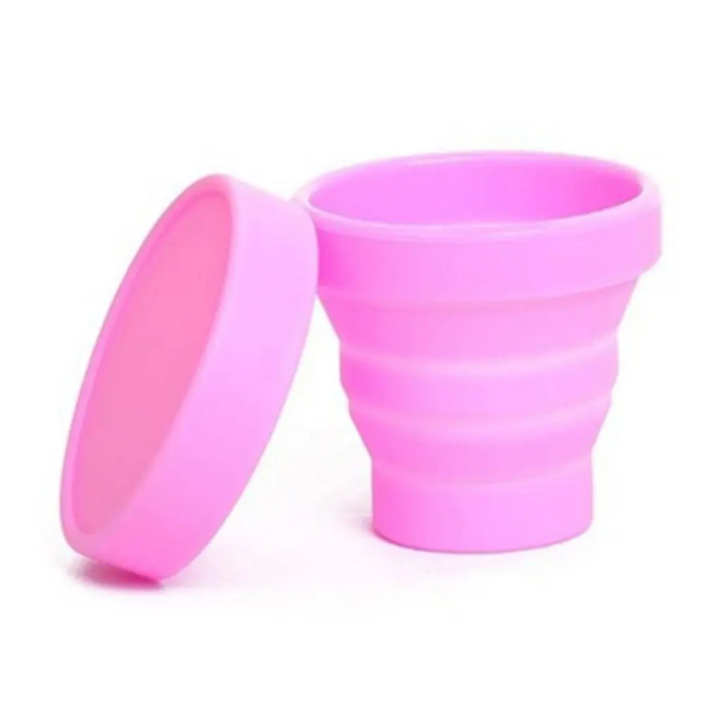 Портативная силиконовая телескопическая чашка для питья Складная чашка для дома офиса улицы путешествия Кемпинг 201-300 мл емкость - Цвет: Розовый