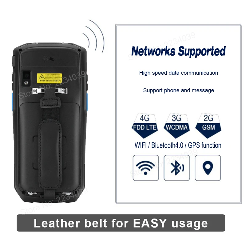 5.0 بوصة 1D/2D QR ماسح الباركود NFC واي فاي PDA الروبوت 7.0 5 بوصة اللاسلكية المحمولة الباركود Rearder محطة pos المحمولة