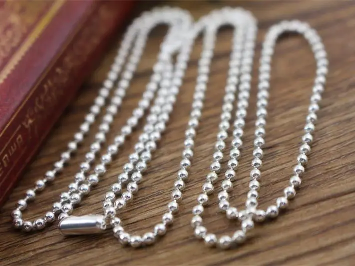 5 шт 2,4 мм посеребренные шариковые бусины цепи ожерелье шарик соединитель 65 см(25,5 дюйма)(Z1-06