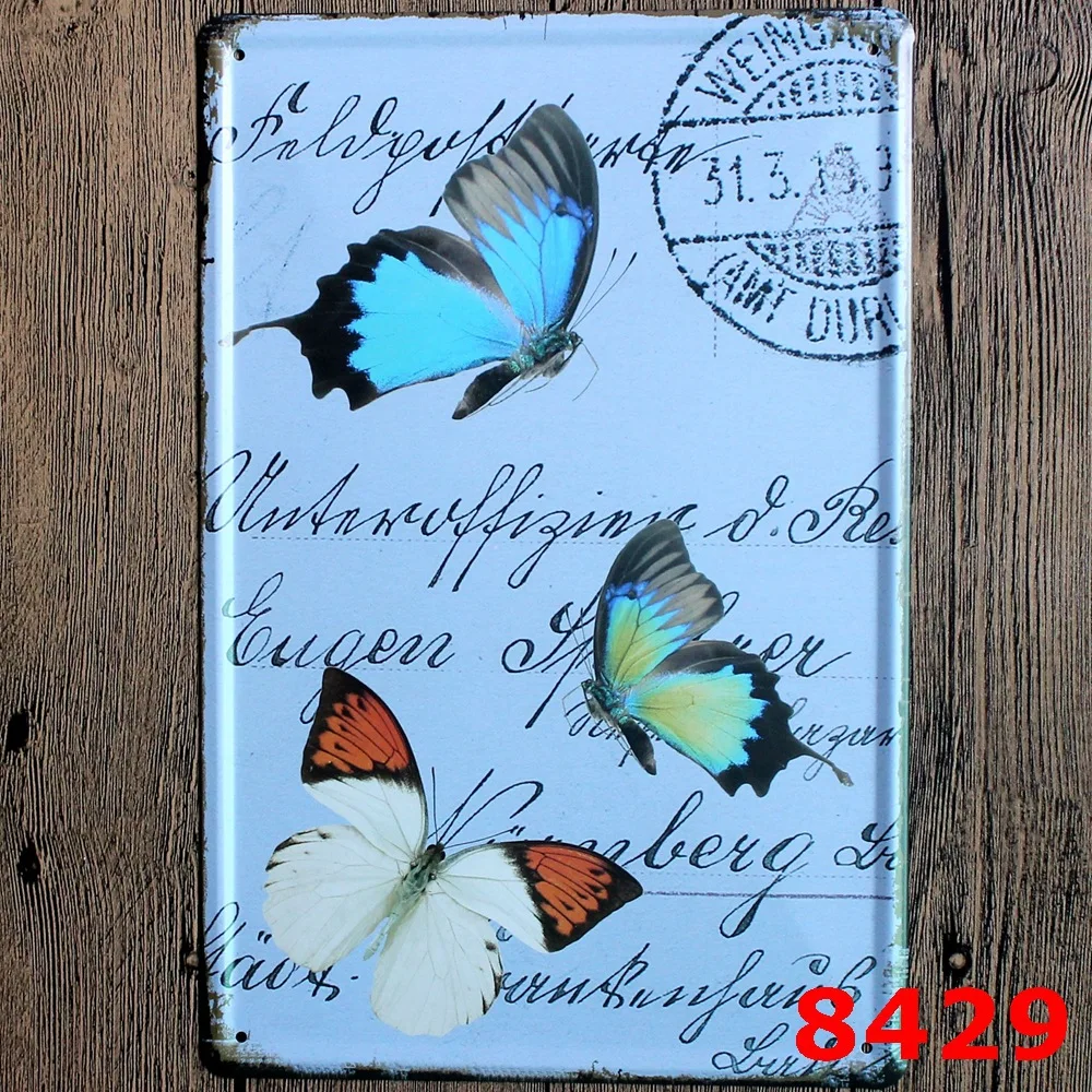 Vlinder Afdrukken Metalen Plaque Pub Muursticker Art Schilderen Tin Tekenen Slaapkamer Muursticker x30 Cm Wall Sticker Bedroom Wall Stickerssticker Art Aliexpress