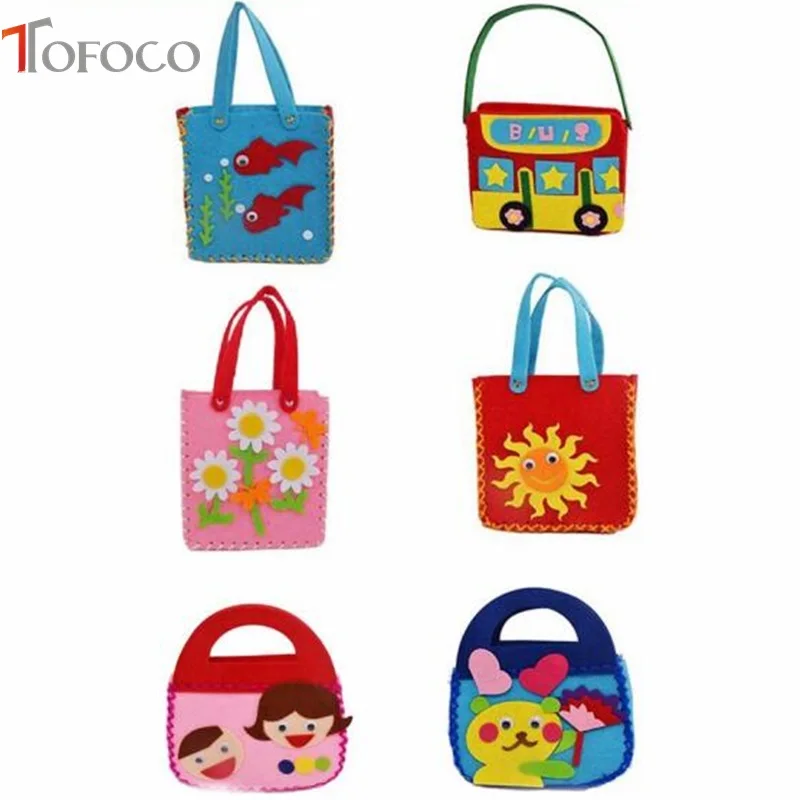 TOFOCO плюшевый ручной работы рюкзак для детей случайный мультфильм шаблон Нетканые ткани сумки