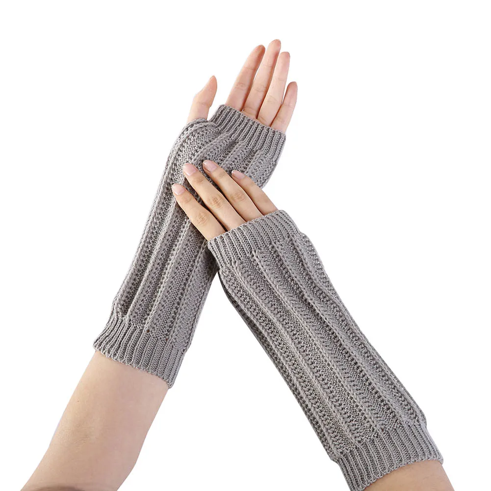 1 Pair Women Lady Girl Mittens Gloves Fingerless Knitting Long Fashion